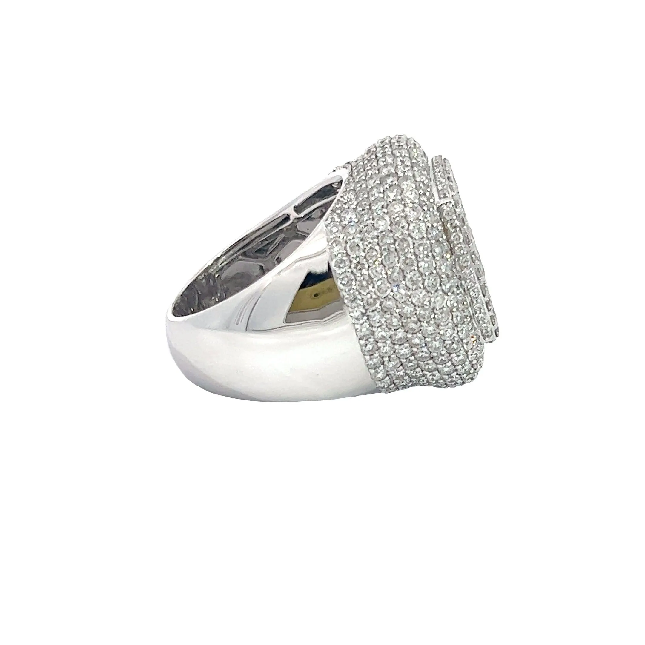 10K GOLD ROUND AND BAGUETTE DIAMOND CIRCULAR RING 6.80 CT