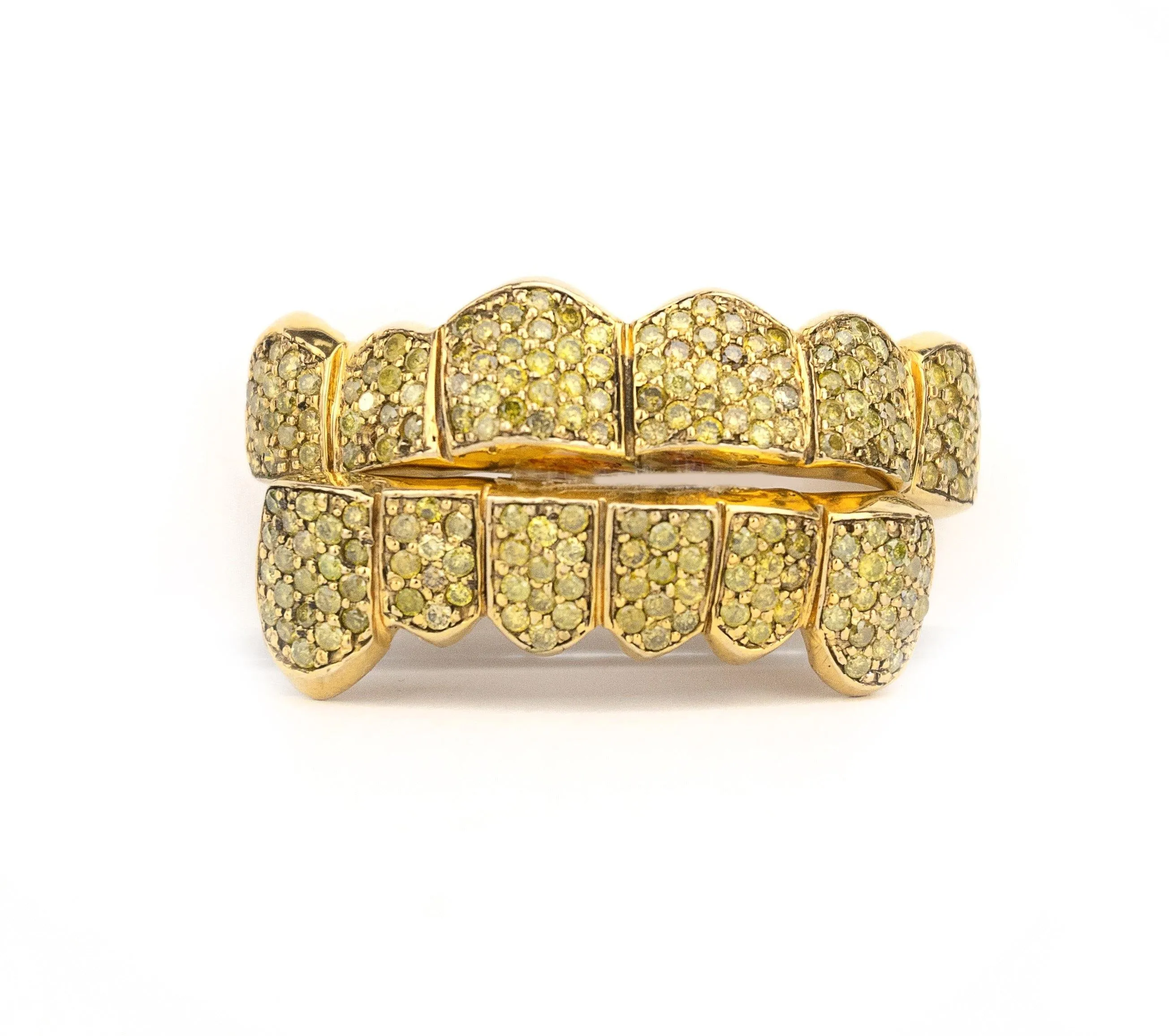 10K VVS Yellow Honeycomb Diamond Grillz