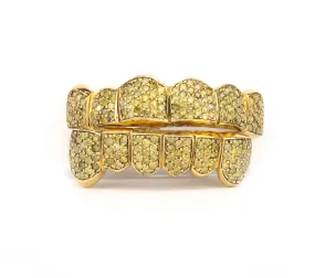 10K VVS Yellow Honeycomb Diamond Grillz