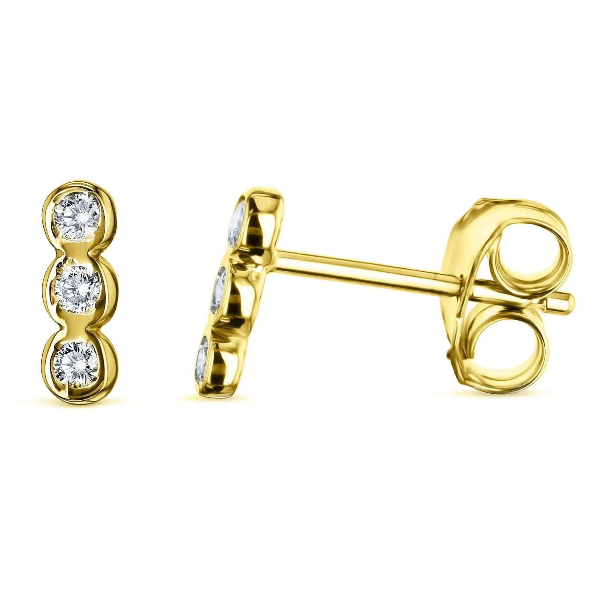 1/15ct Diamond Bezel Set Trio Stud Earrings