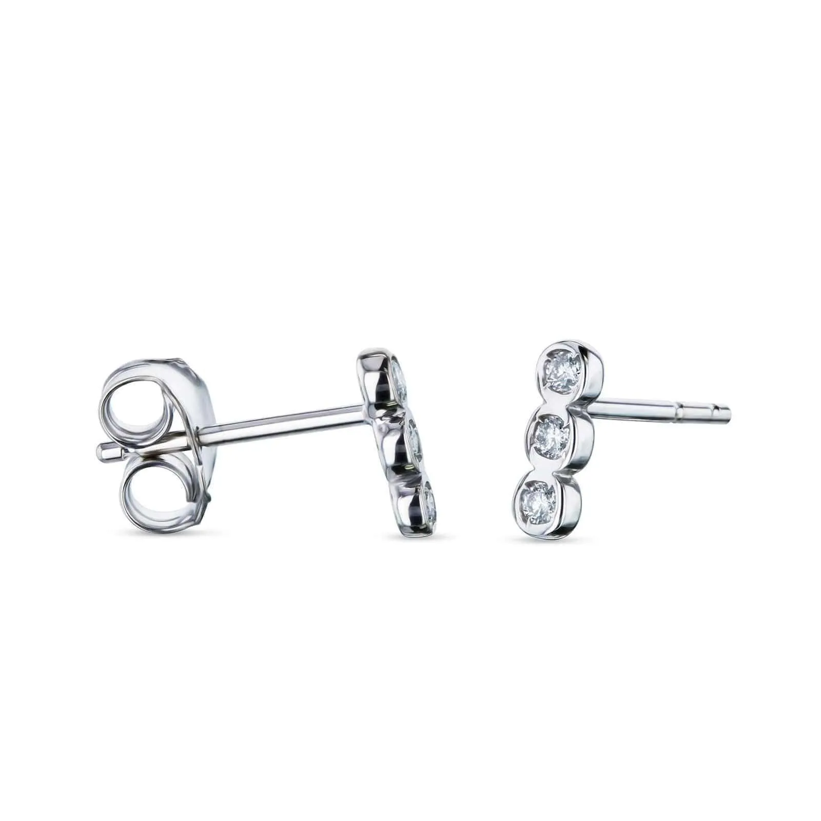 1/15ct Diamond Bezel Set Trio Stud Earrings