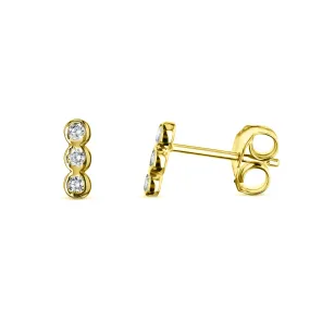 1/15ct Diamond Bezel Set Trio Stud Earrings