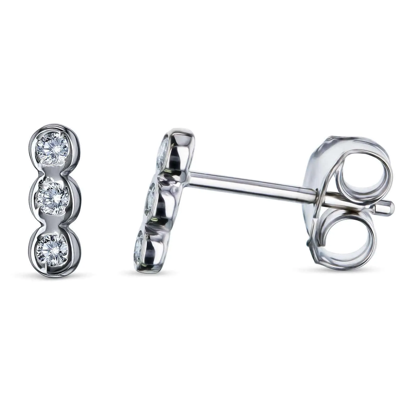 1/15ct Diamond Bezel Set Trio Stud Earrings