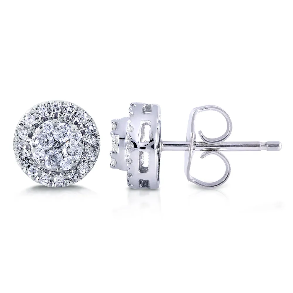 1/4ct.tw Round Cluster Diamond Studs