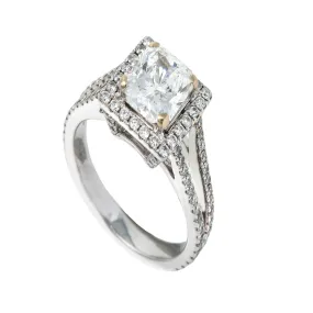 14K White Gold Asscher Cut Diamond Engagement Ring