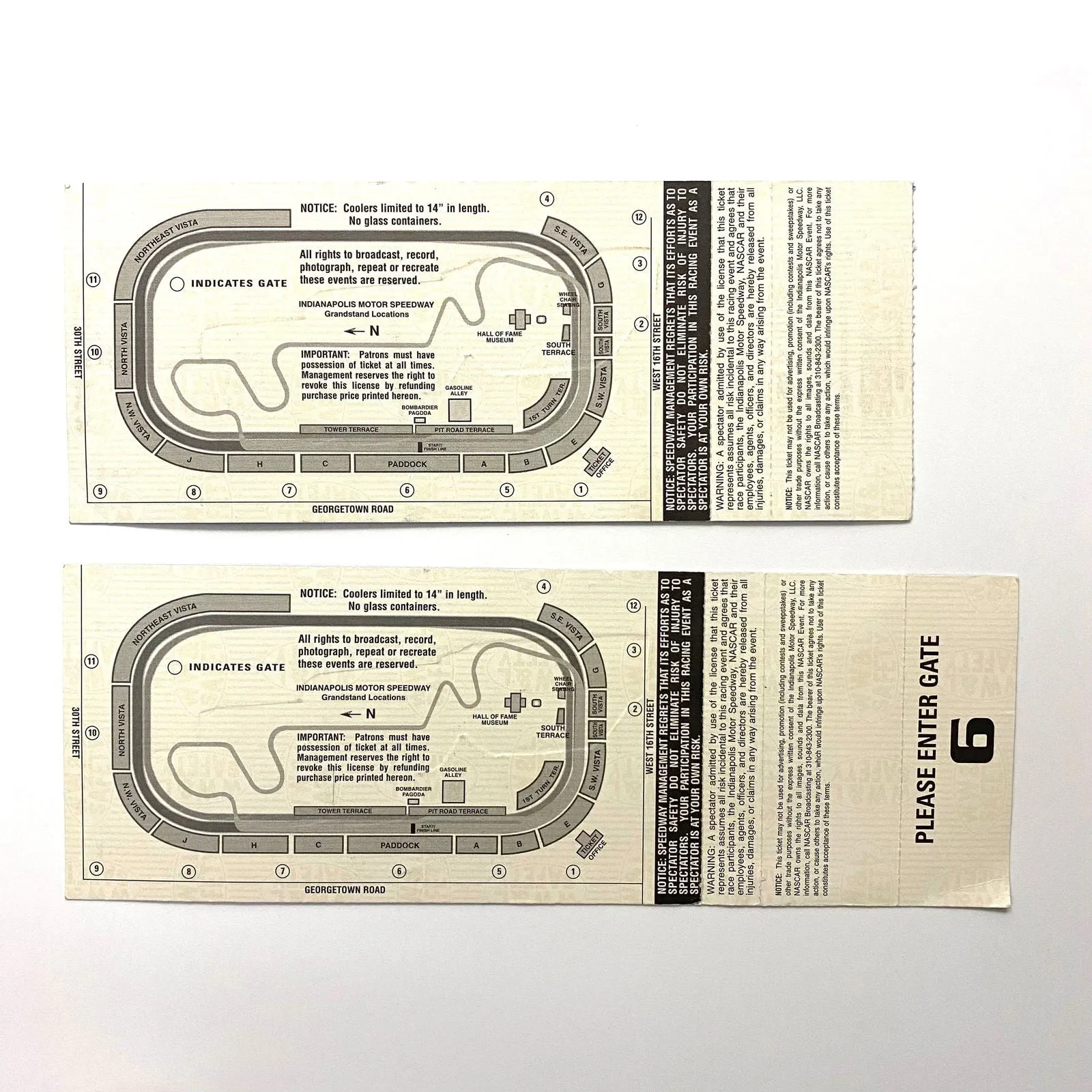 2003 Brickyard 400 Indianapolis Motor Speedway Ticket Stubs, Pair of