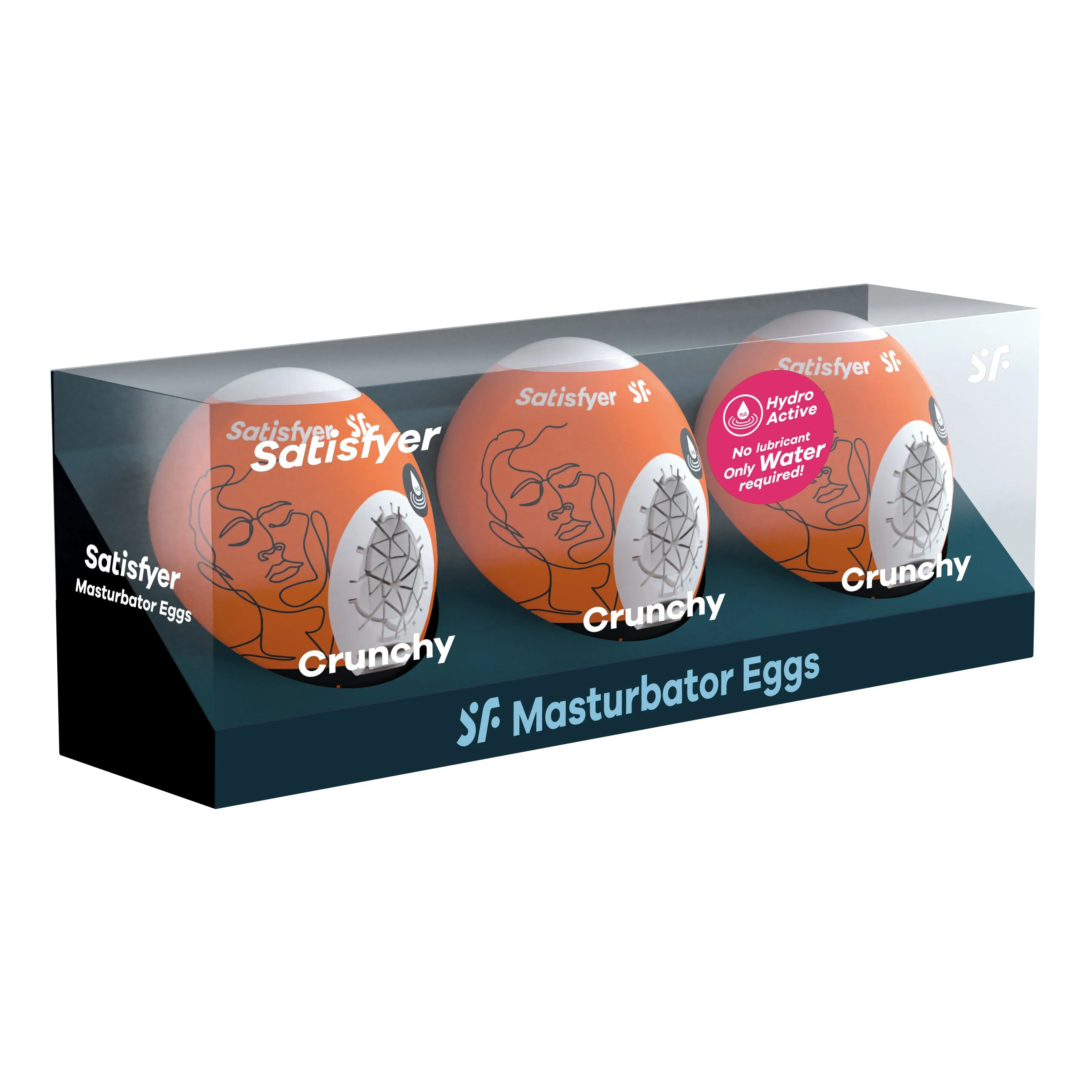 3 Pc Set Masturbator Egg - Crunchy - Orange