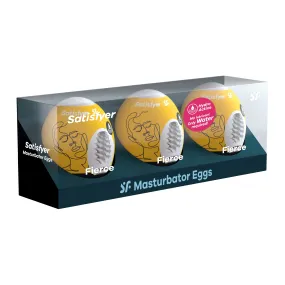 3 Pc Set Masturbator Egg - Fierce - Yellow