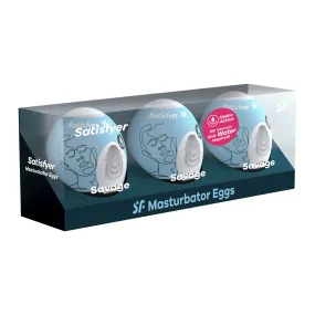 3 Pc Set Masturbator Egg - Savage - Blue