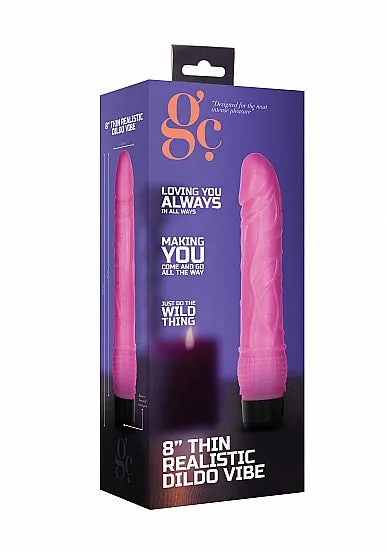 8 Inch Thin Realistic Dildo Vibe - Pink