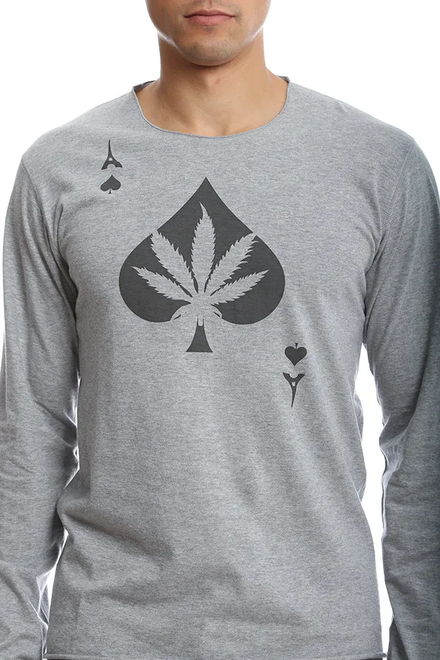 Ace Leaf Long Sleeve Tee Grey