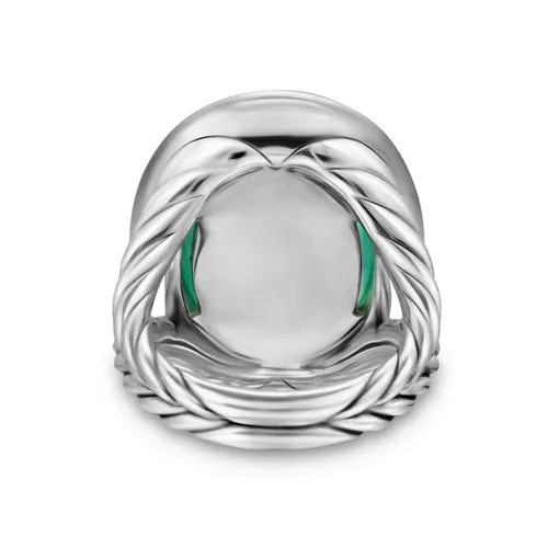 Albion Oval Ring in Sterling Silver with Lagoon Orchid and Diamonds, 21mm