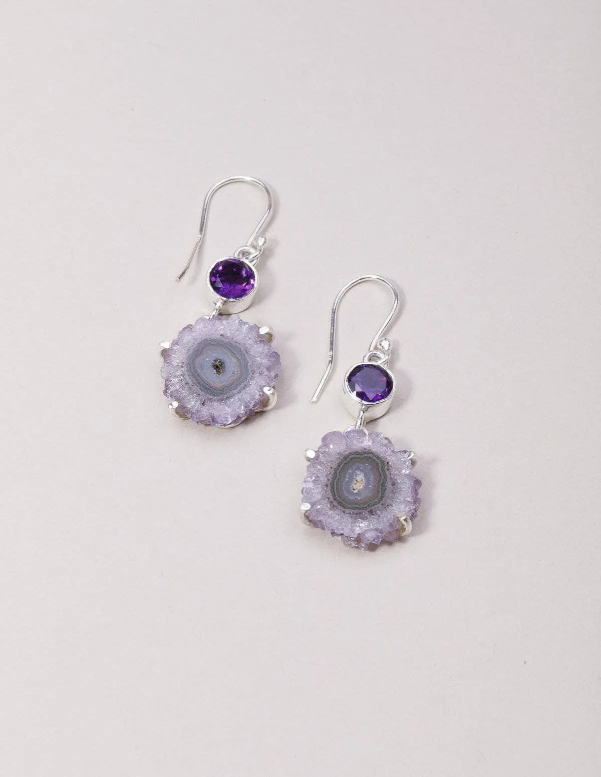 Amethyst Stalactite Earrings - One Of A Kind