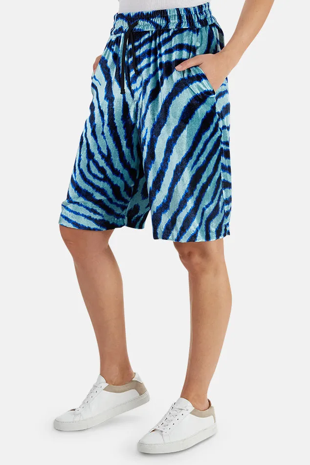 Baggy Short Teal Zebra