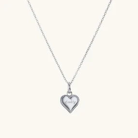 Beaded Heart Pendant Necklace in Silver