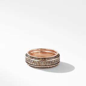 Beveled Band Ring in 18K Rose Gold with Cognac Diamonds