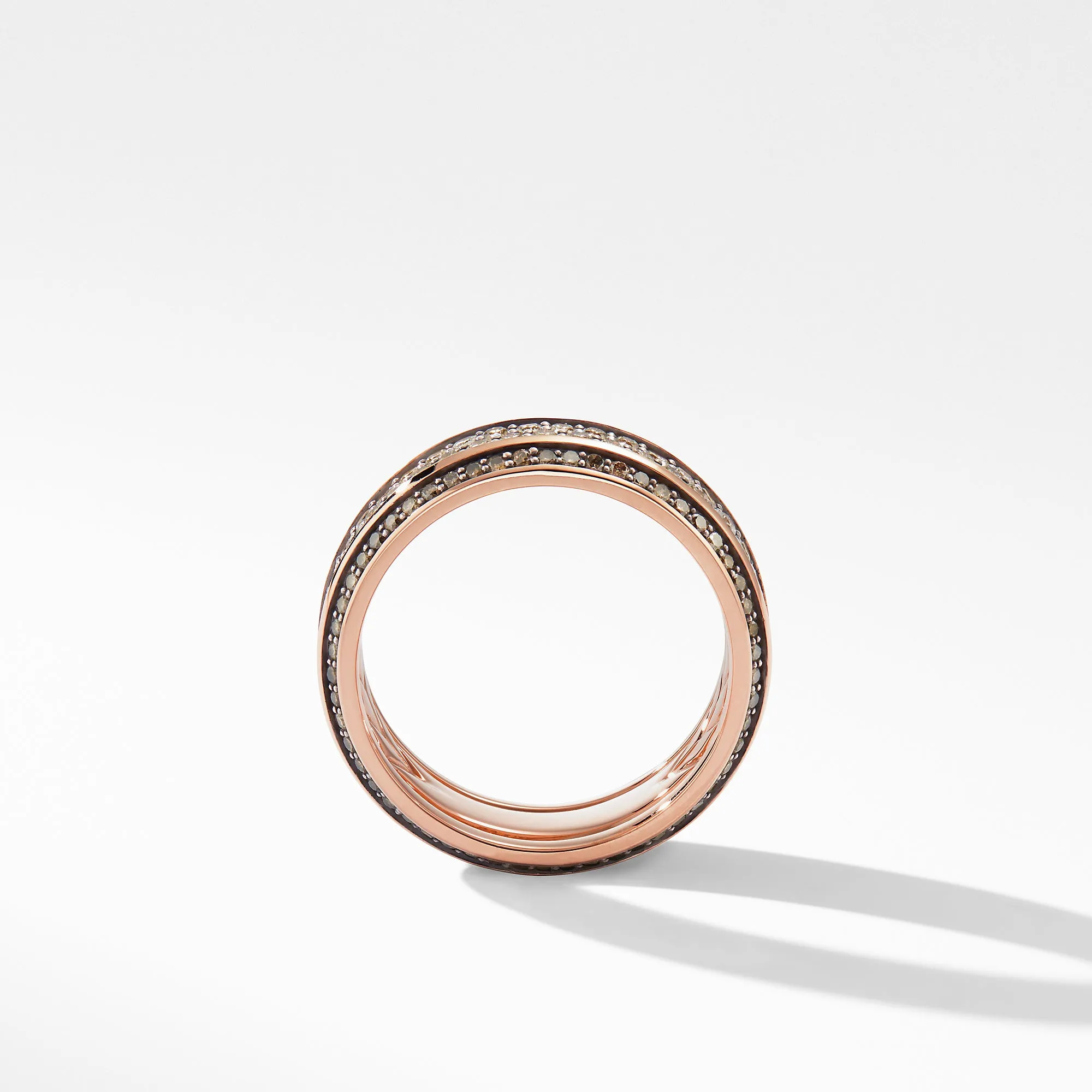 Beveled Band Ring in 18K Rose Gold with Cognac Diamonds