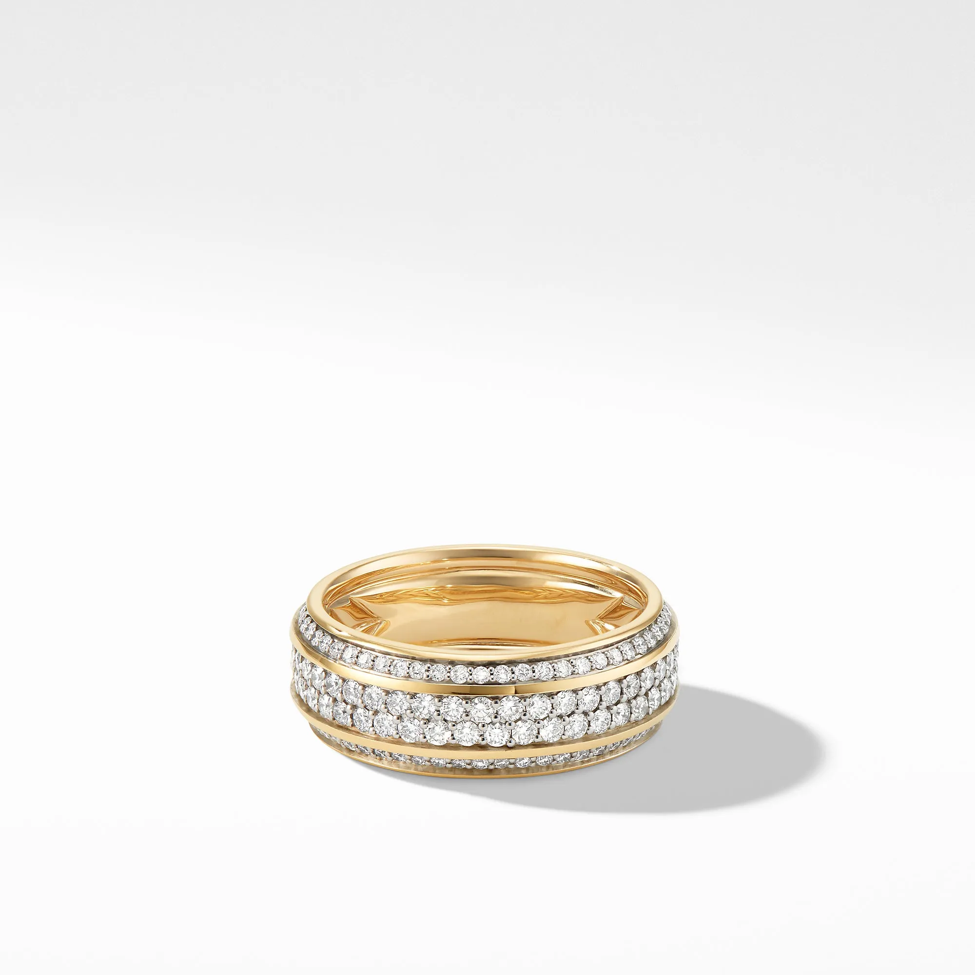 Beveled Band Ring in 18K Yellow Gold with Diamonds