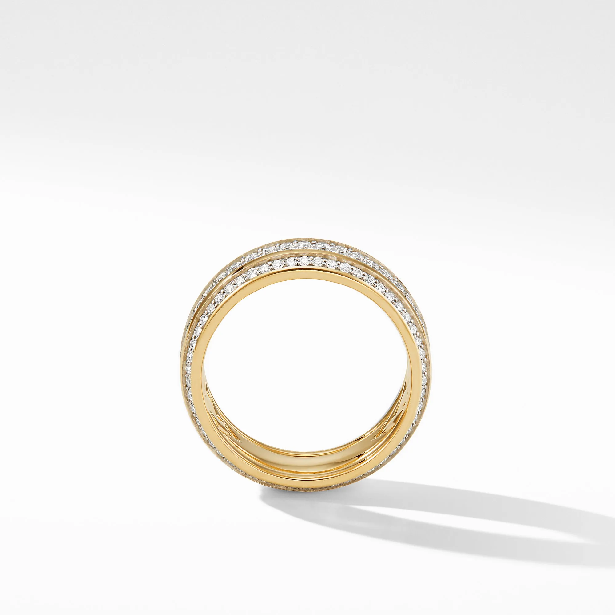 Beveled Band Ring in 18K Yellow Gold with Diamonds