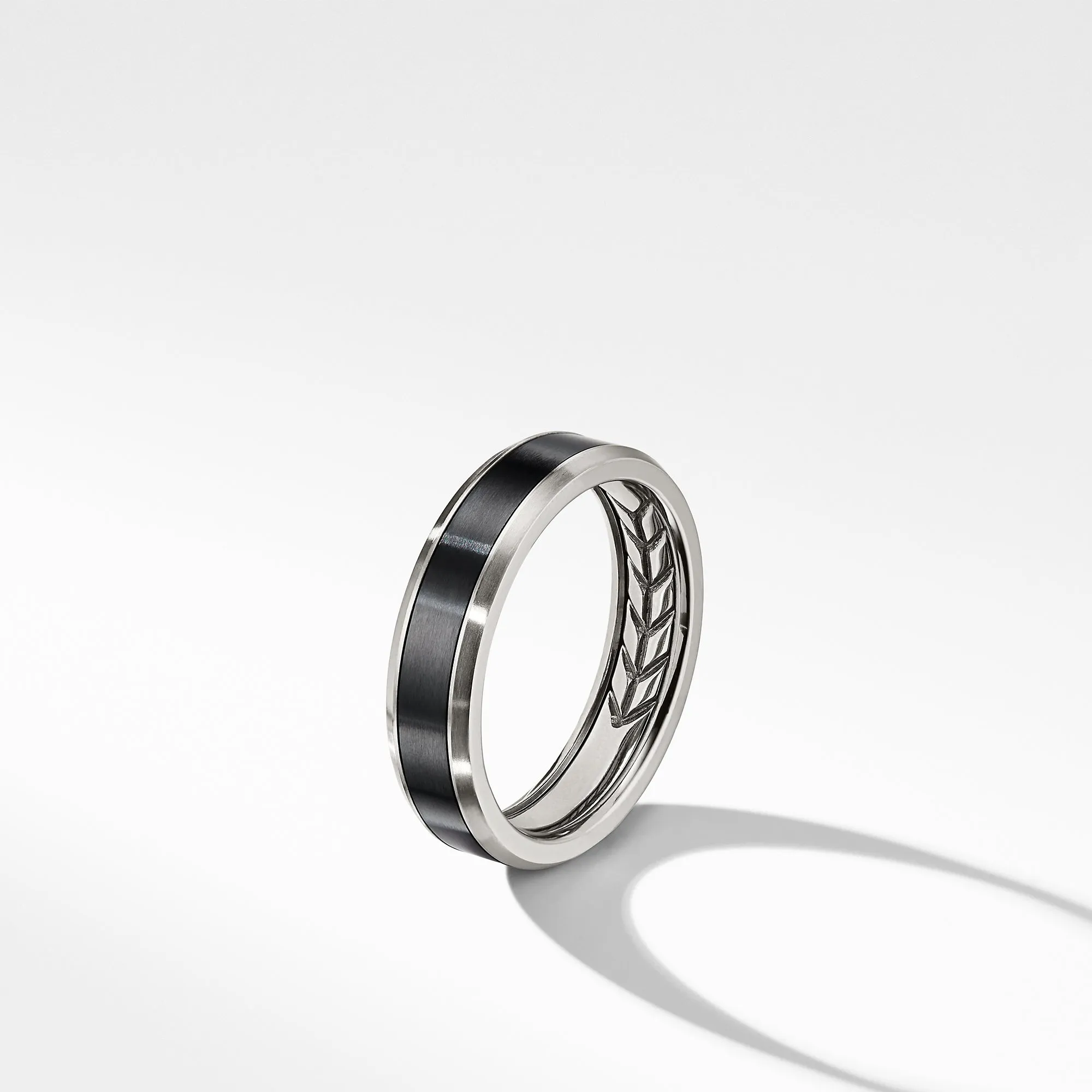 Beveled Band Ring in Grey Titanium with Black Titanium