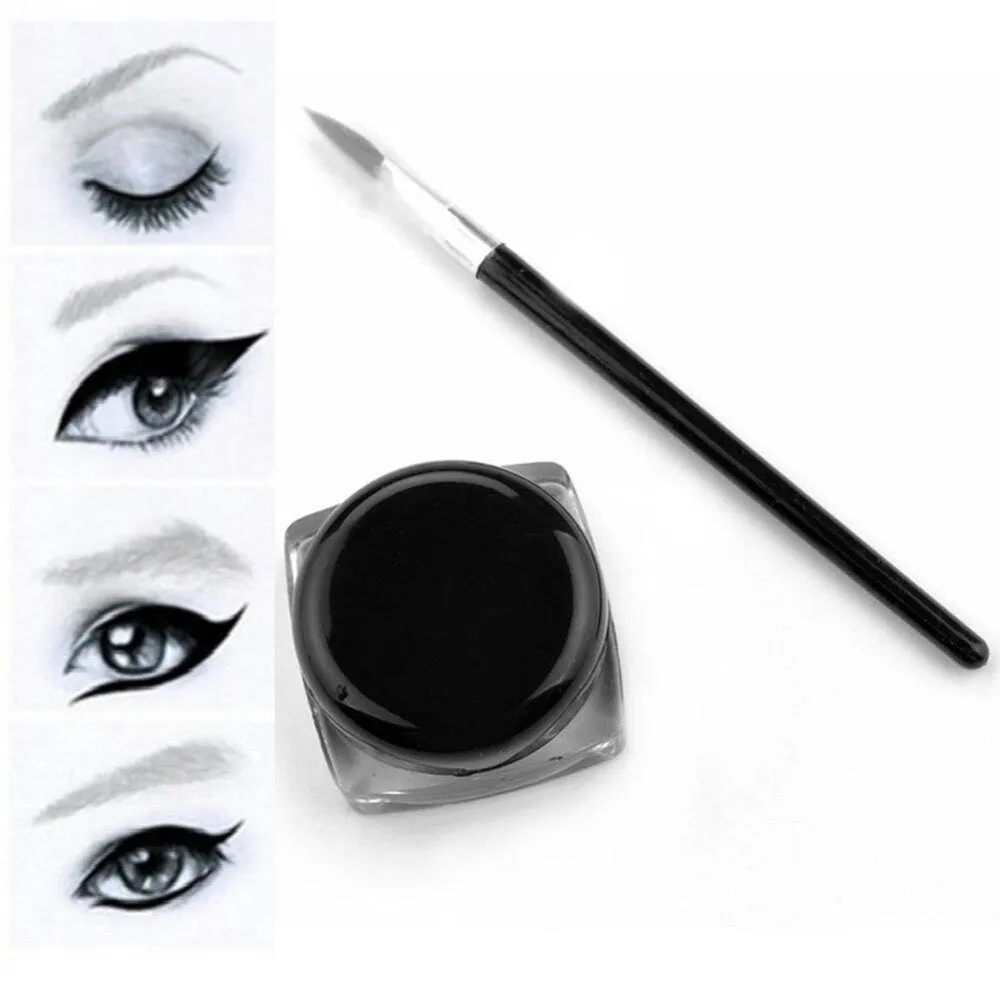 Black Waterproof Eyeliner cream Make Up Beauty Comestics Long-lasting Eye Liner gel Makeup Tools for eyeshadow with brush