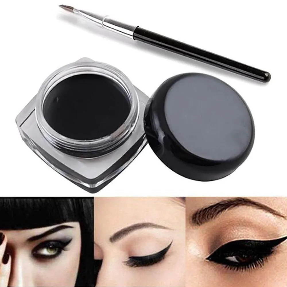 Black Waterproof Eyeliner cream Make Up Beauty Comestics Long-lasting Eye Liner gel Makeup Tools for eyeshadow with brush