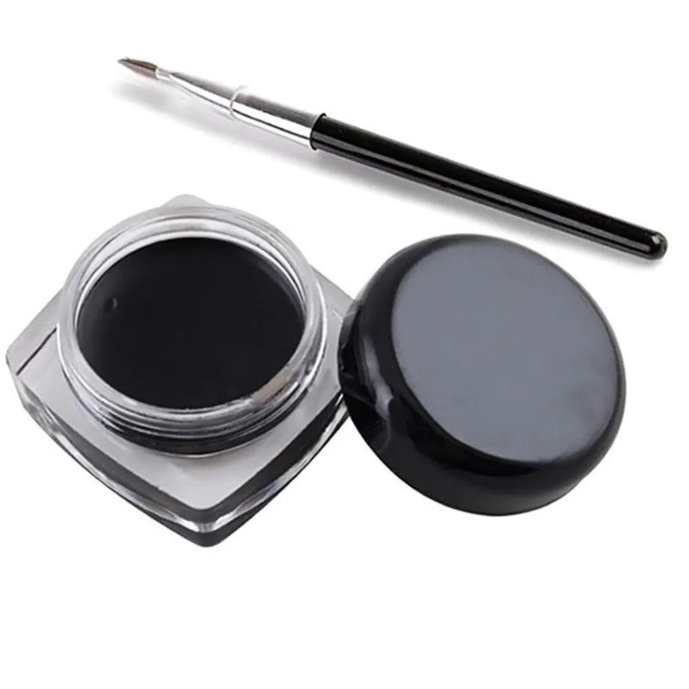 Black Waterproof Eyeliner cream Make Up Beauty Comestics Long-lasting Eye Liner gel Makeup Tools for eyeshadow with brush