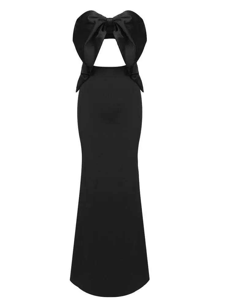 Bodycon Dress Elegant Black White Strapless Skiny Long Dress