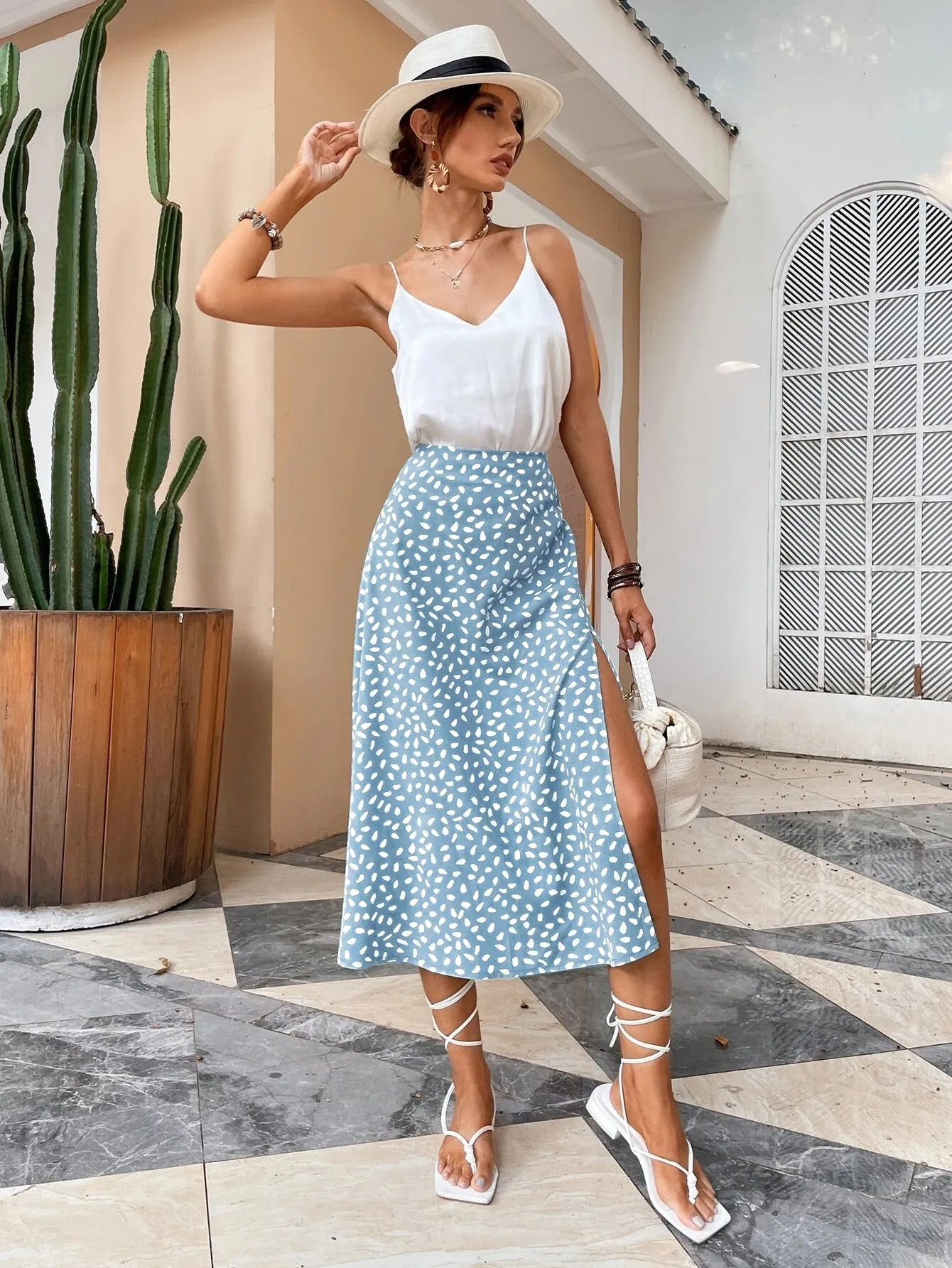 Boho Floral Slit Skirt