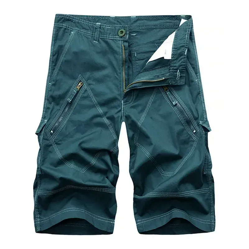 BONSIR  -  Men Cargo Shorts Bermuda Homme Male Fashion Shorts Cotton Washed Short Trousers with Zippers Drop Shipping ABZ144