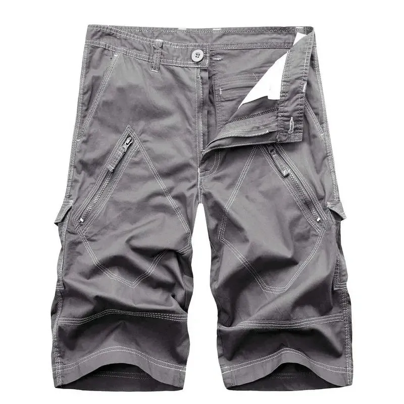 BONSIR  -  Men Cargo Shorts Bermuda Homme Male Fashion Shorts Cotton Washed Short Trousers with Zippers Drop Shipping ABZ144