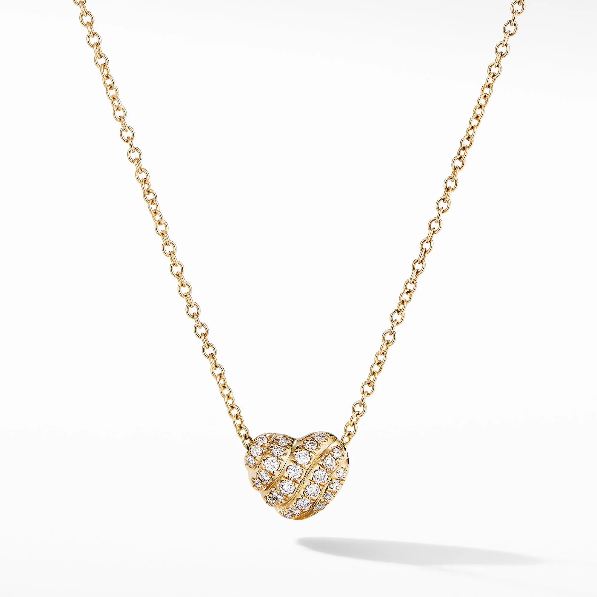 Cable Collectibles® Heart Pendant in 18K Yellow Gold with Pavé Diamonds