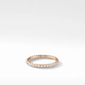 Cable Pavé Band Ring in 18K Rose Gold with Diamonds, Size 5