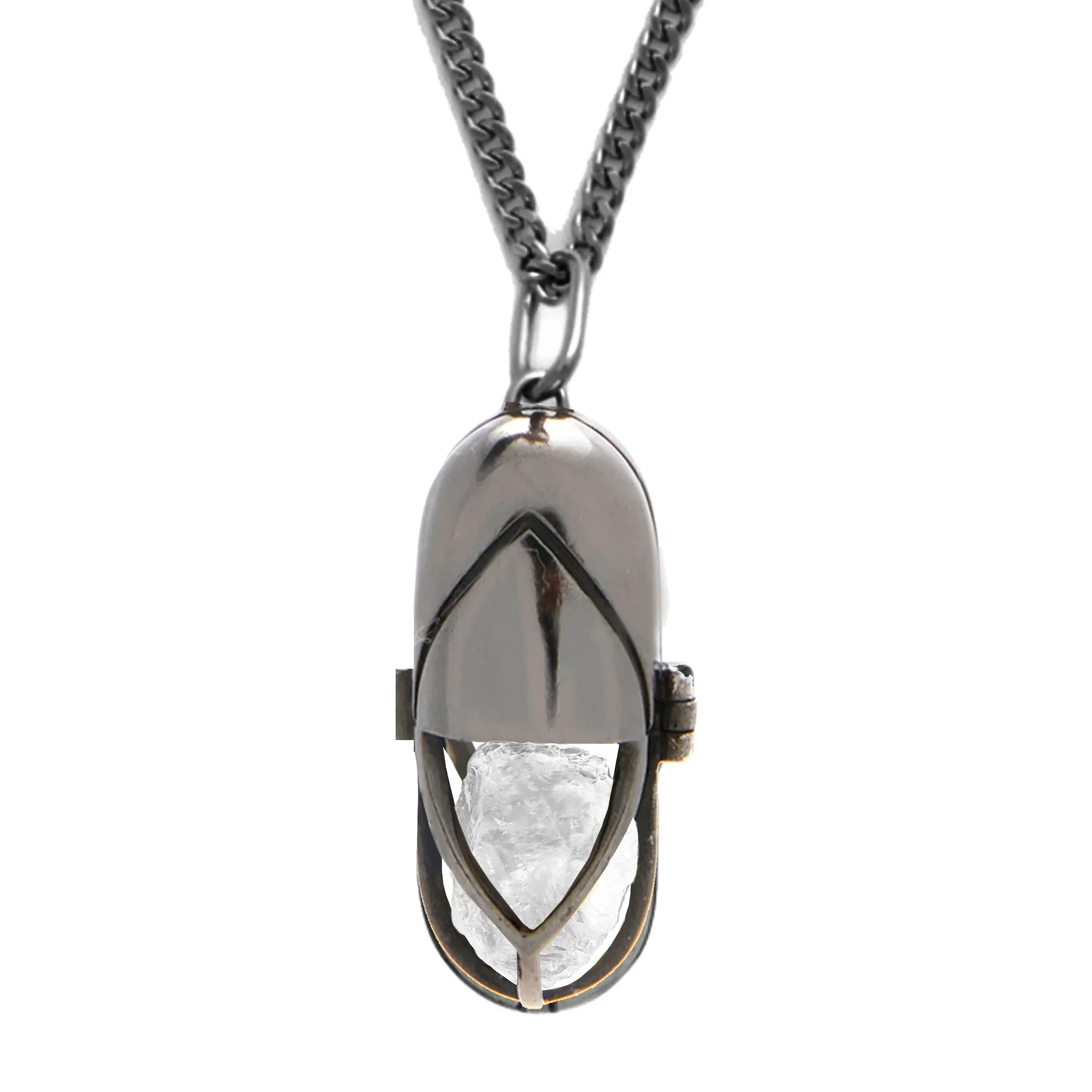 Capsule Black Pendant - Black Rhodium Plated Sterling Silver