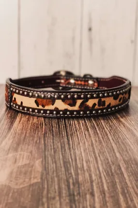 Cheetah Hair On Hide Inlay Dog Collar