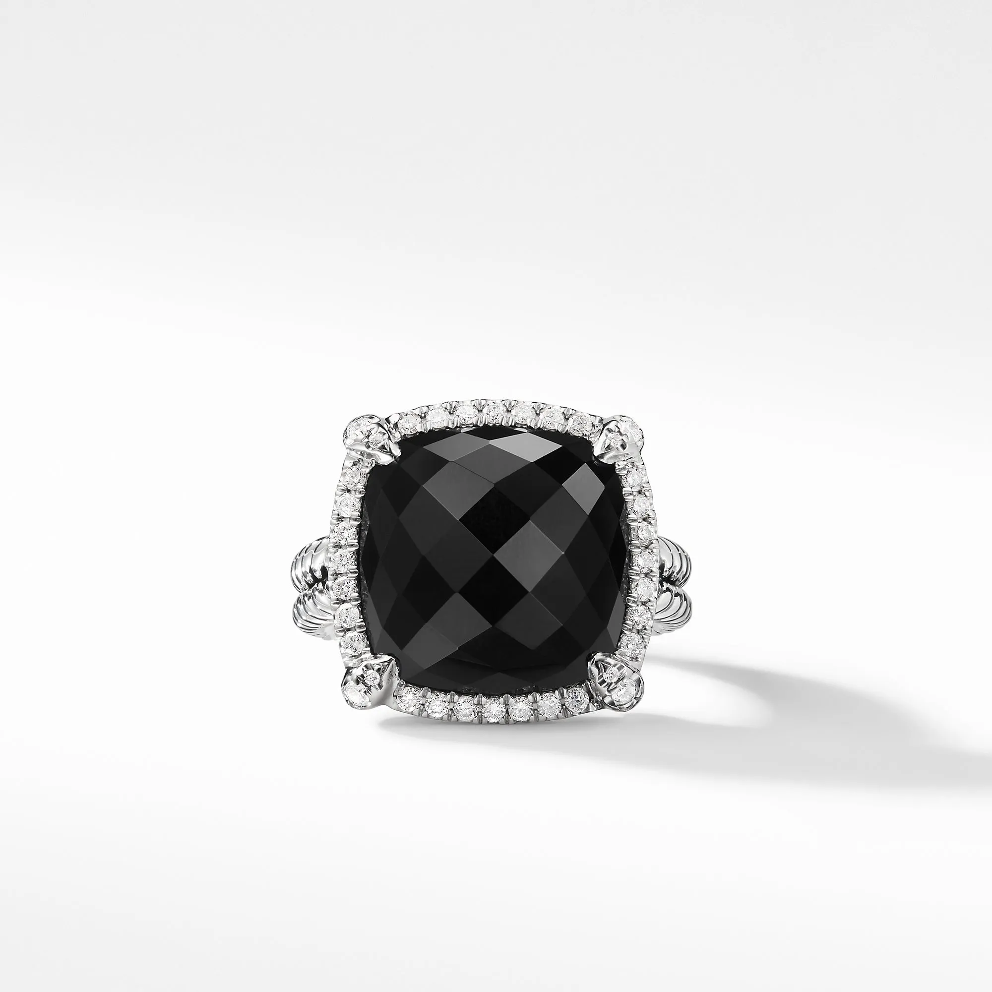 Châtelaine® Pavé Bezel Ring with Black Onyx and Diamonds, 14mm, Size 6