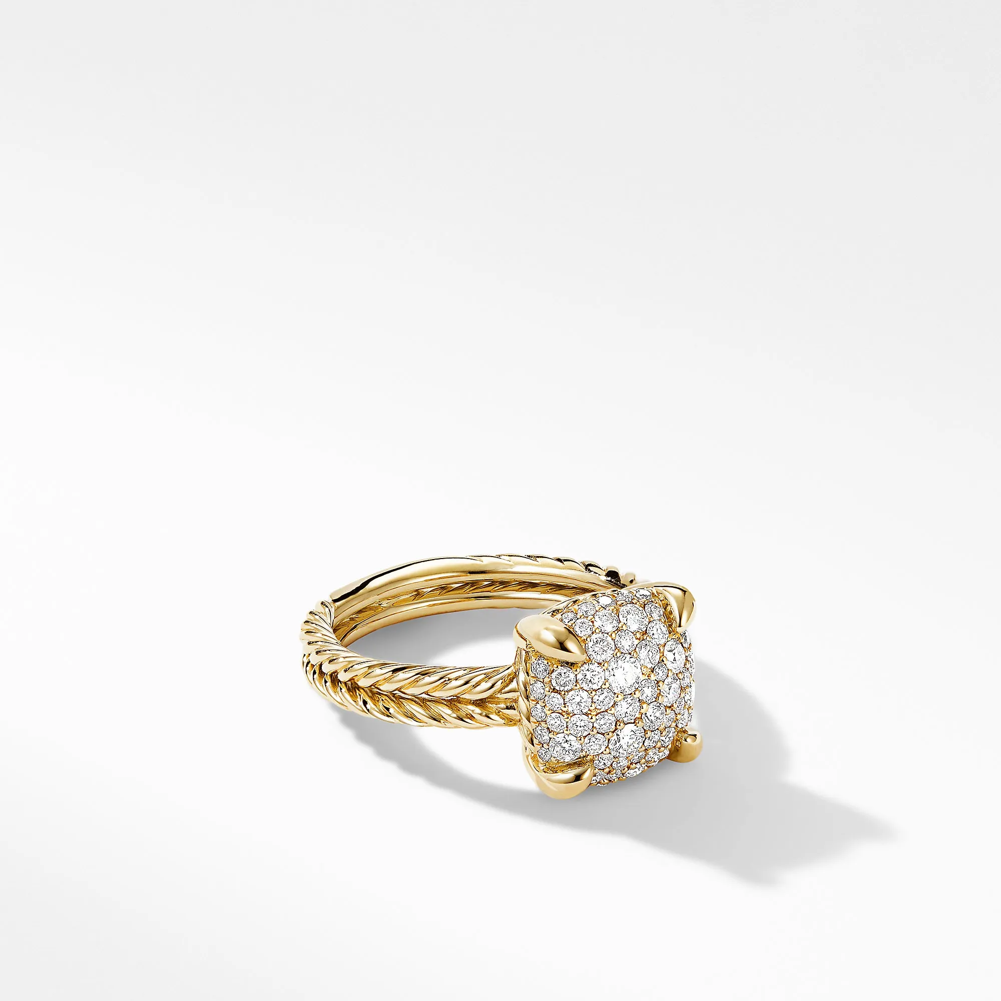 Châtelaine® Ring in 18K Yellow Gold with Pavé Diamonds, Size 7