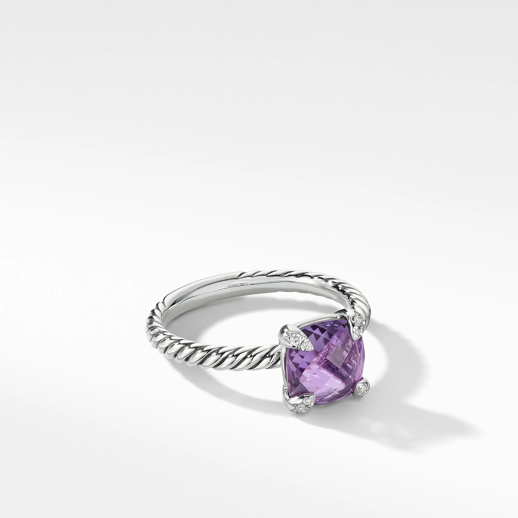 Châtelaine® Ring with Amethyst and Diamonds, Size 6