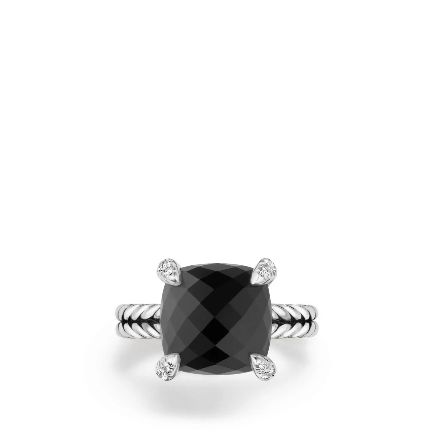 Châtelaine® Ring with Black Onyx and Diamonds, 11mm, Size 7