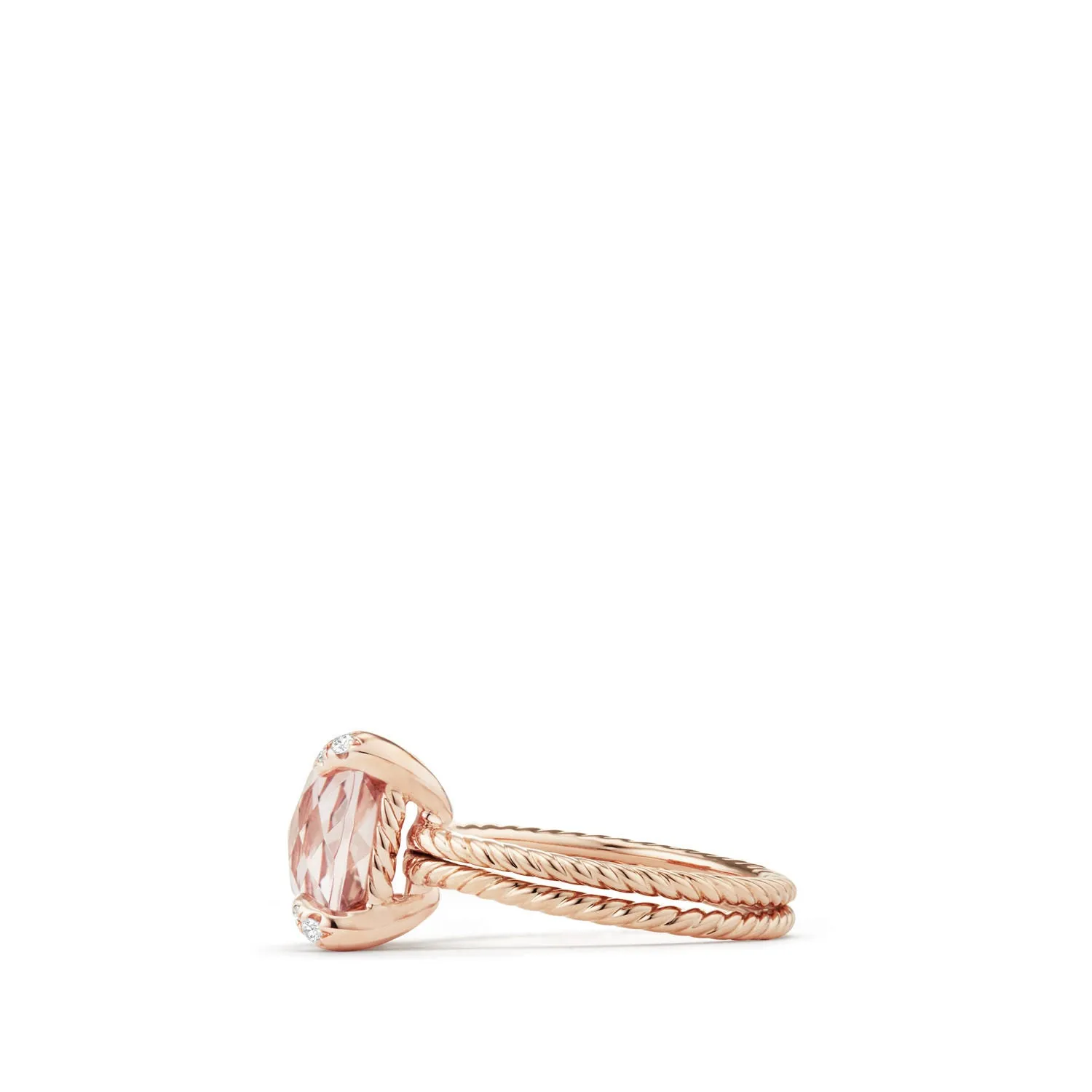 Châtelaine® Ring with Morganite and Diamonds in 18K Rose Gold, 11mm, Size 7