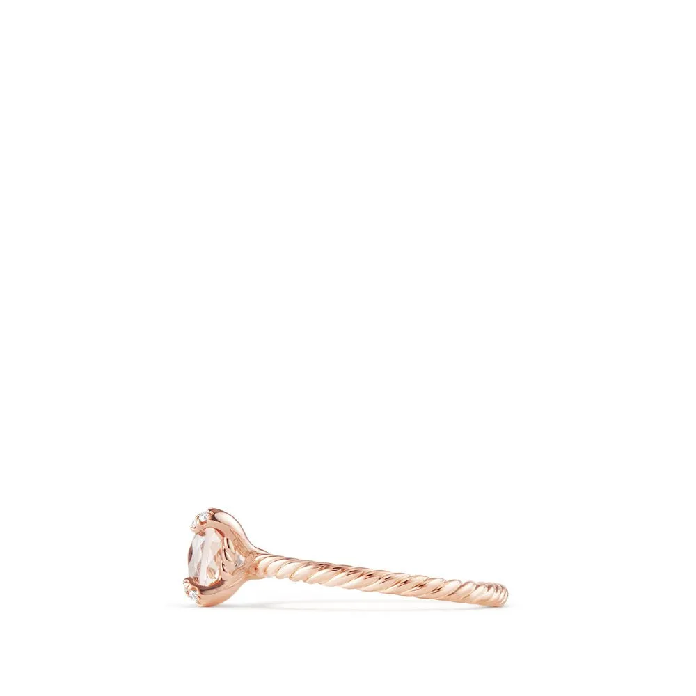 Châtelaine® Ring with Morganite and Diamonds in 18K Rose Gold, Size 6.5