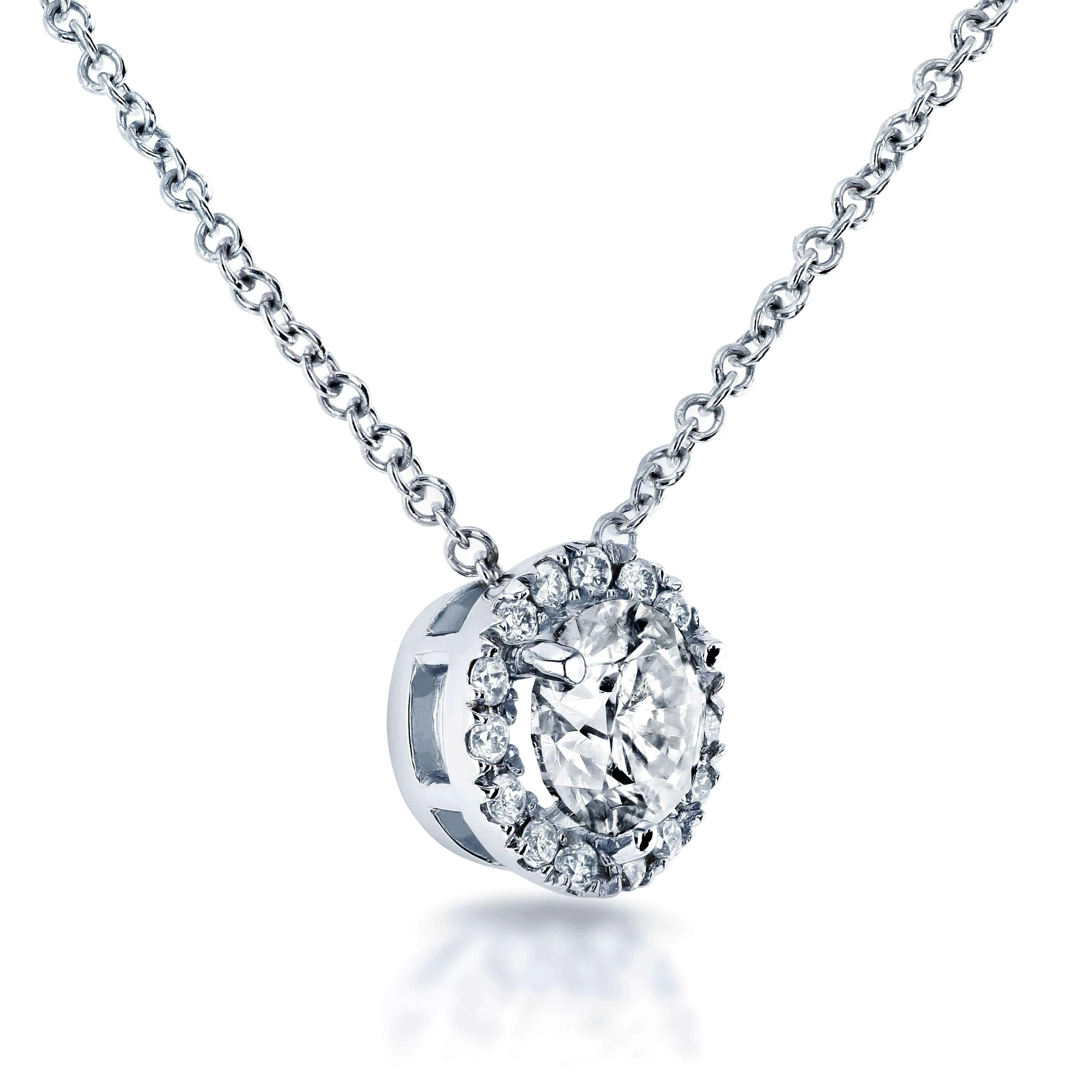 Circle Diamond Halo Necklace 3/5 Carat (ctw) in 14k White Gold