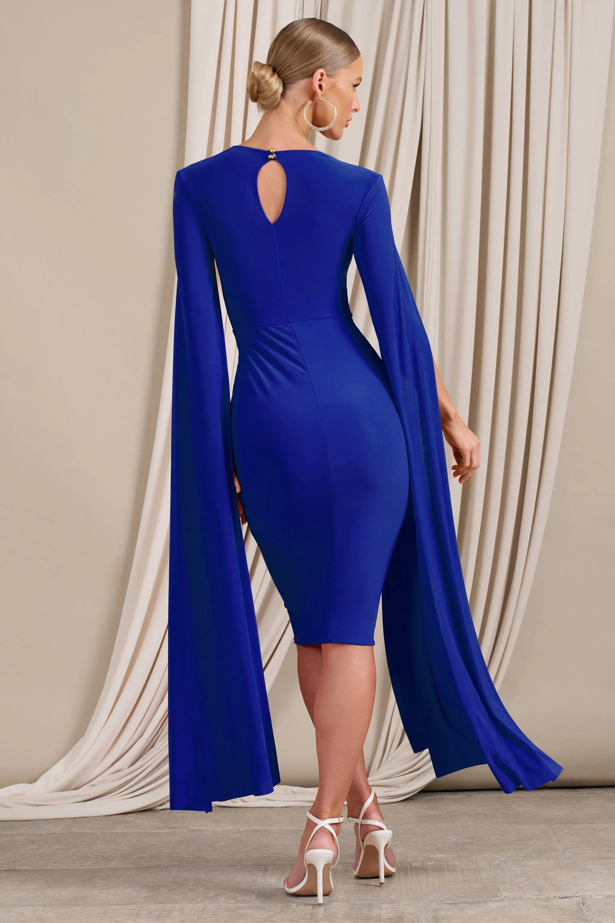 Club L Square Neck Midi Dress With Cape Sleeves