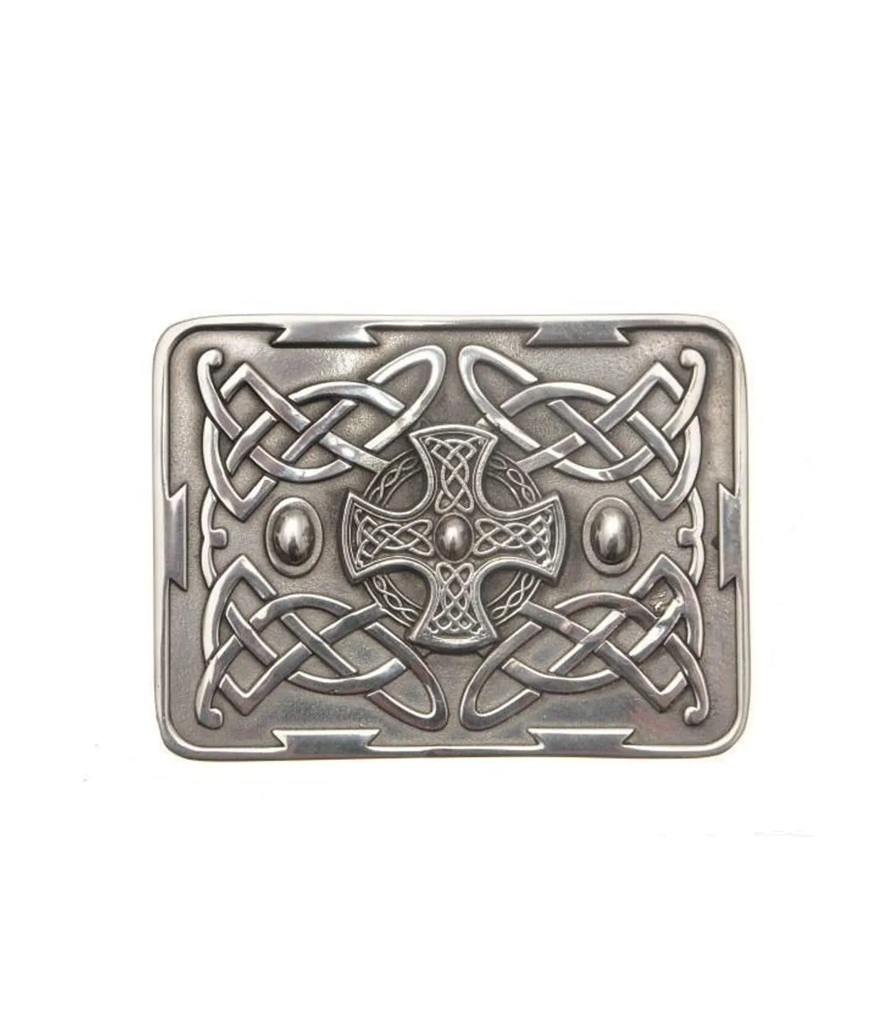 Deluxe Pewter Kilt Belt Buckle - Celtic Cross Design