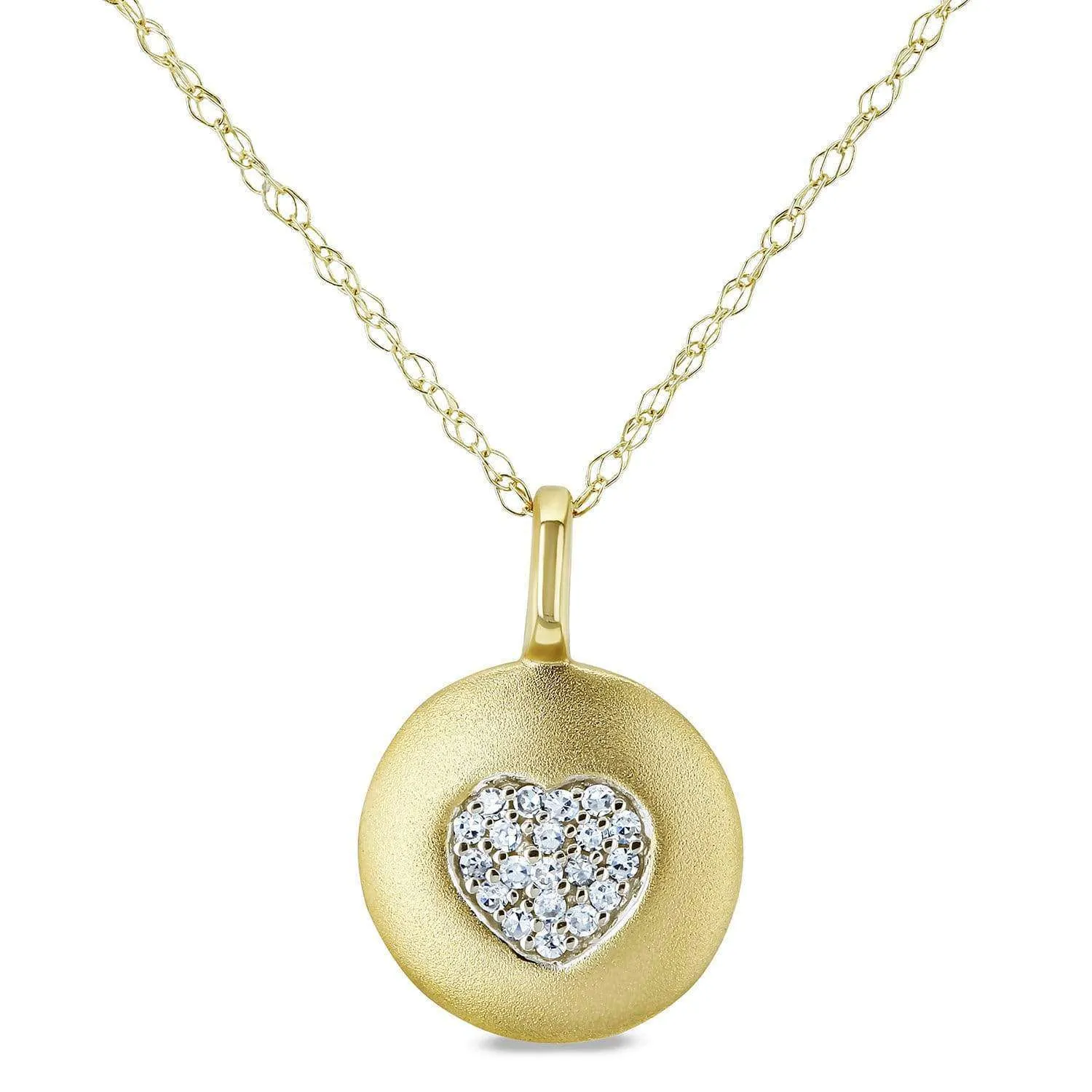 Diamond Accented Heart Tag Necklace, 10k Yellow Gold, 18in