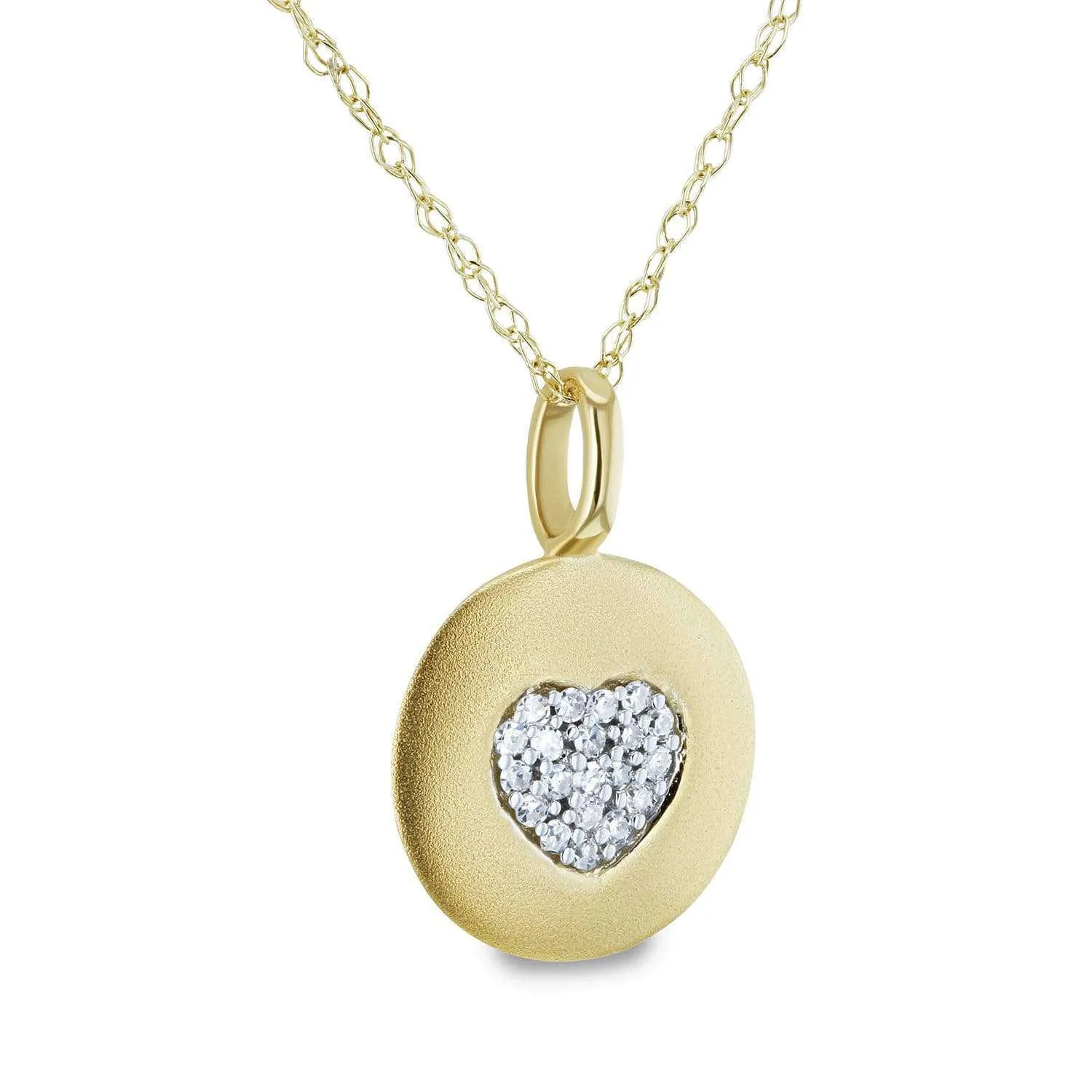 Diamond Accented Heart Tag Necklace, 10k Yellow Gold, 18in