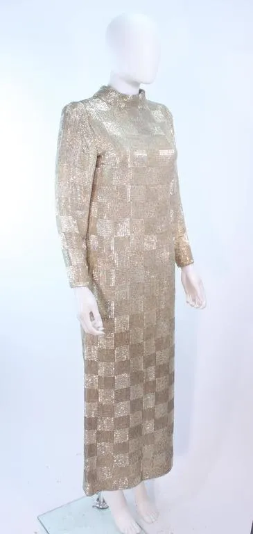 DONALD BROOKS Silver Glass Beaded Gown Size 4