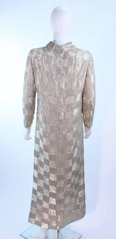 DONALD BROOKS Silver Glass Beaded Gown Size 4