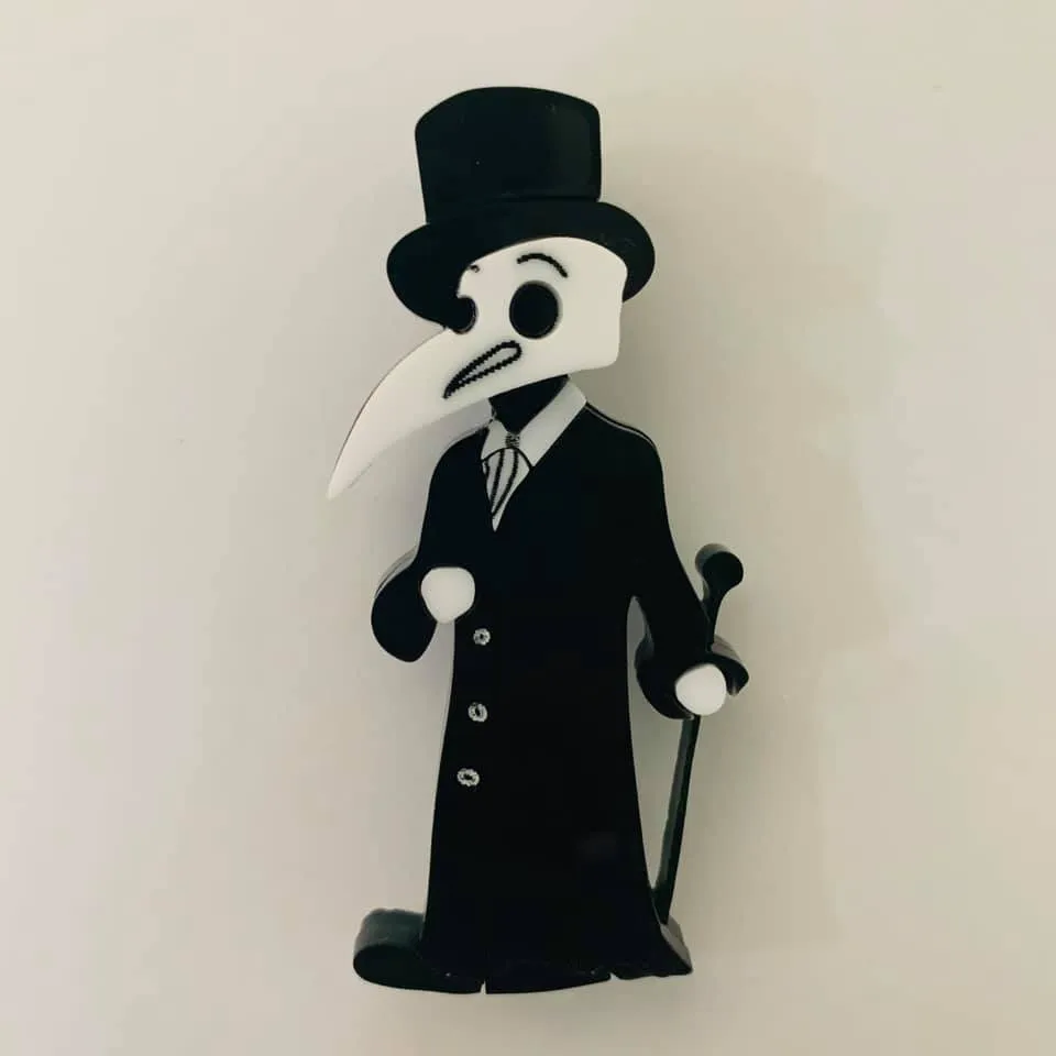 Elegant male plague doctor - Brooch - Set of 4