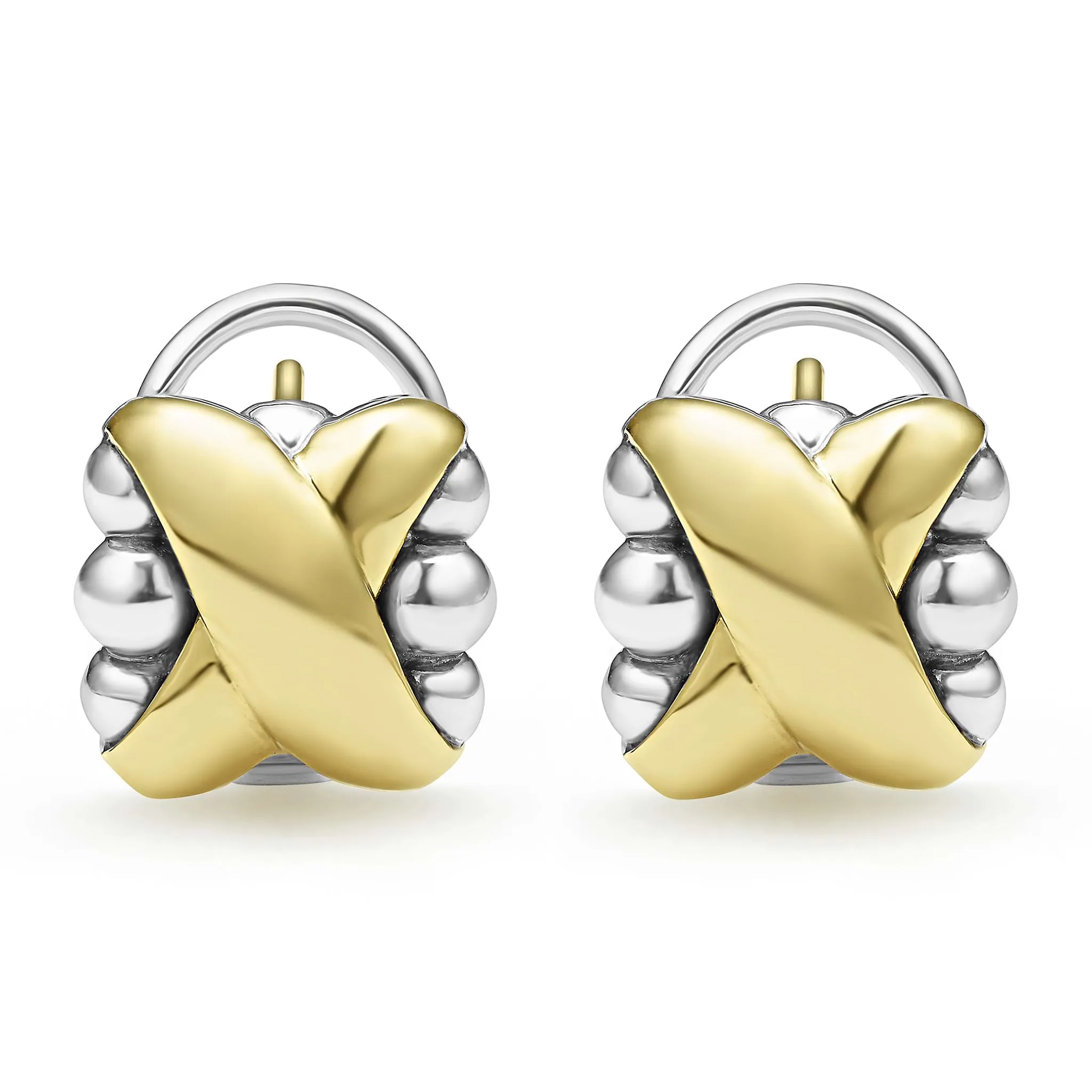 Embrace Two-Tone X Omega Clip Earrings